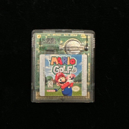 Game cartridge for 'Mario Golf' on a black background