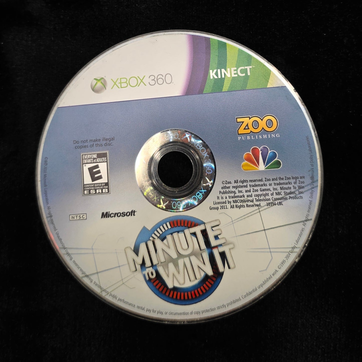 Minute to Win It for Xbox 360 (loose disc)