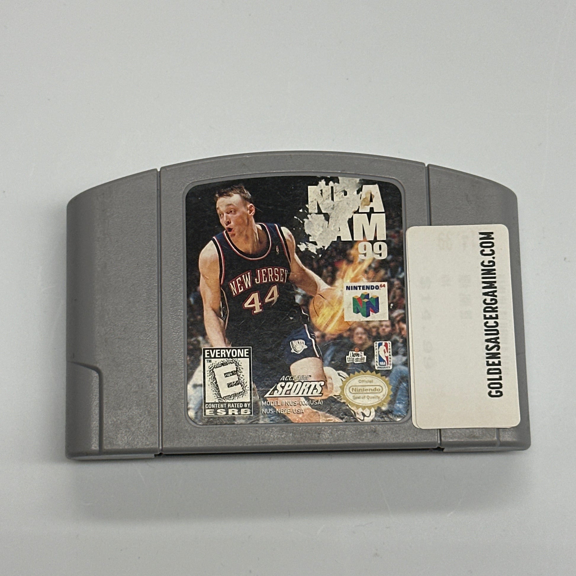 Video game cartridge with a colorful label featuring a character and text on a white background