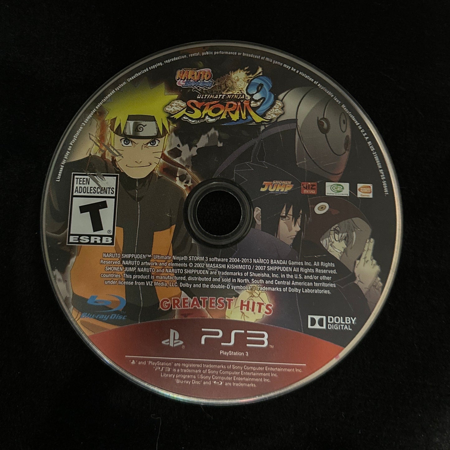 Naruto Ultimate Ninja Storm 3 [Greatest Hits] for PS3 (loose disc)