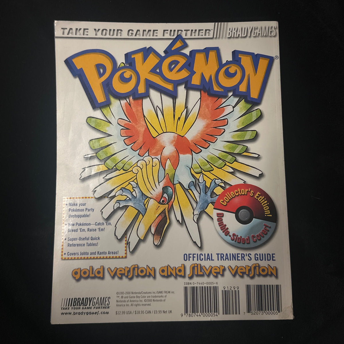 Pokémon Gold Version and Silver Version Official Trainer’s Guide Collector’s Edition Double-Sided Cover Back