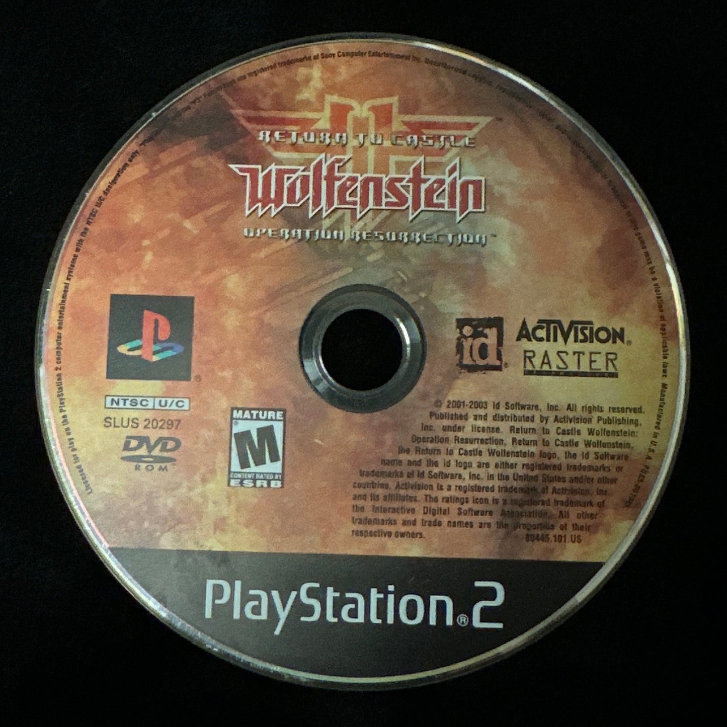 Return to Castle Wolfenstein Operation Resurrection for PS2 (loose disc)