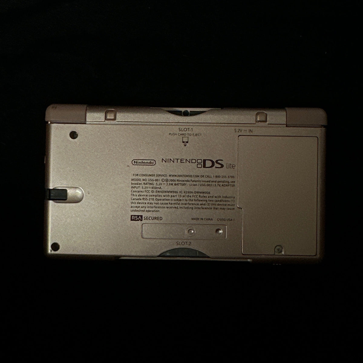 Rose Gold Nintendo DSi Lite Closed back