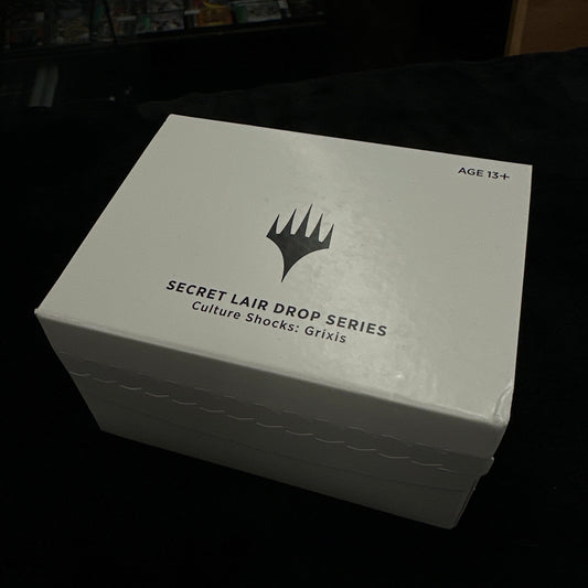 White box with 'Secret Lair Drop Series' text and logo on a dark background