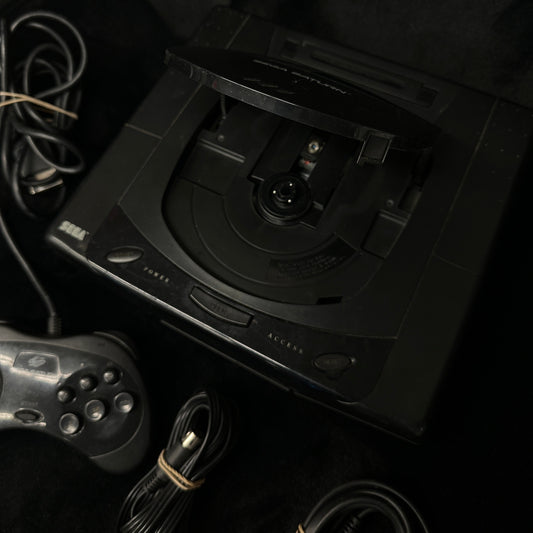 Sega Saturn Console with Controller & Cables open disc reader