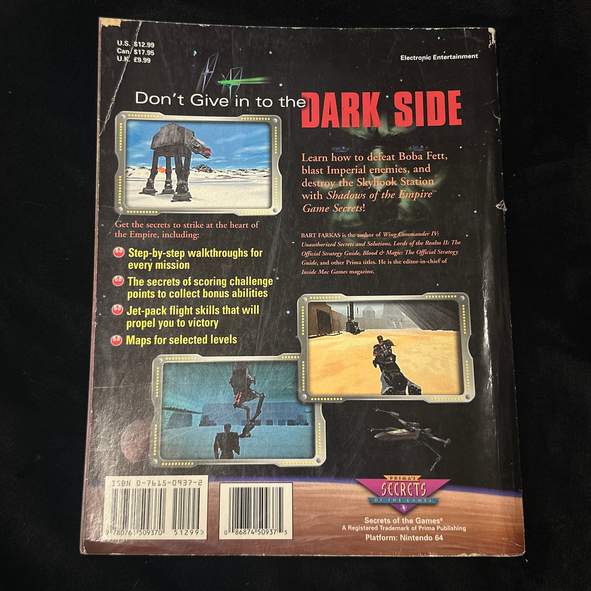 Star Wars Shadows of the Empire Game Secrets Back