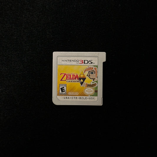 Nintendo 3DS game card with 'The Legend of Zelda' logo on a black background
