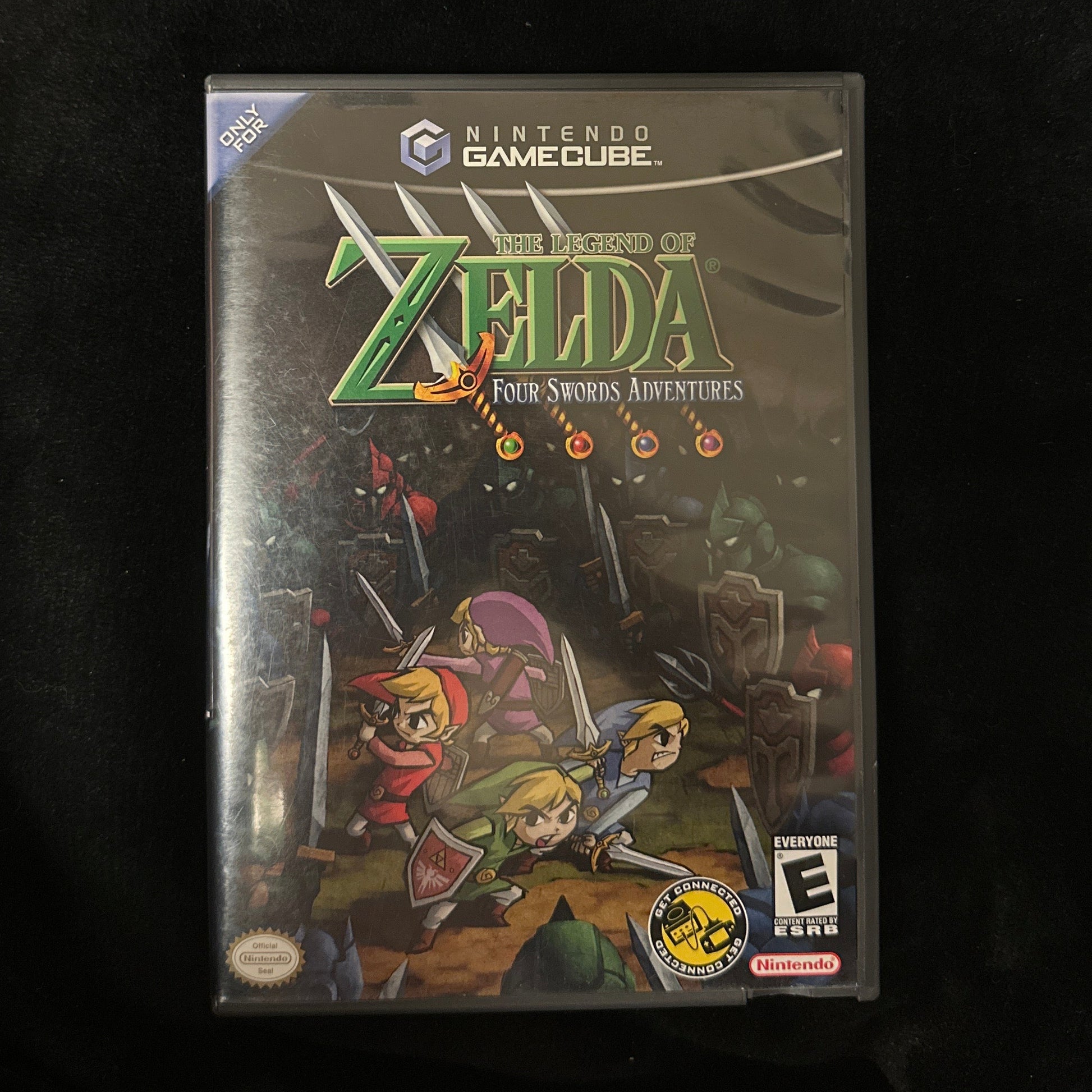 The Legend of Zelda game box for GameCube on a dark surface