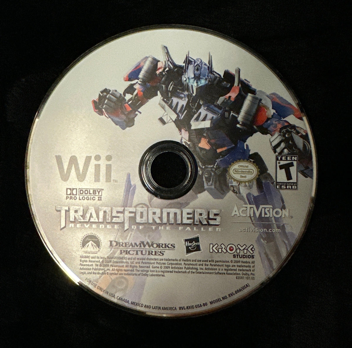 Transformers Revenge of the Fallen for Wii (loose disc)