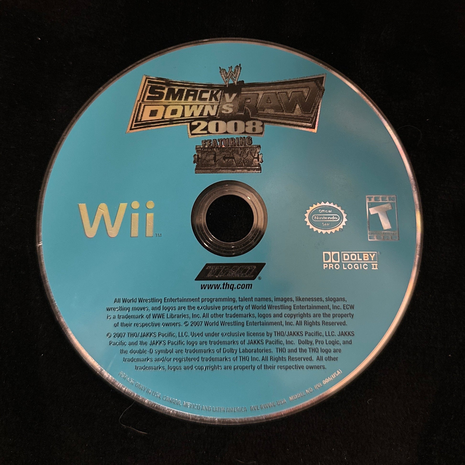 WWE Smack Down vs Raw 2008 for Wii (loose disc)