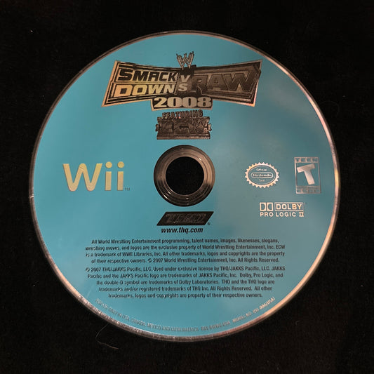 WWE Smack Down vs Raw 2008 for Wii (loose disc)